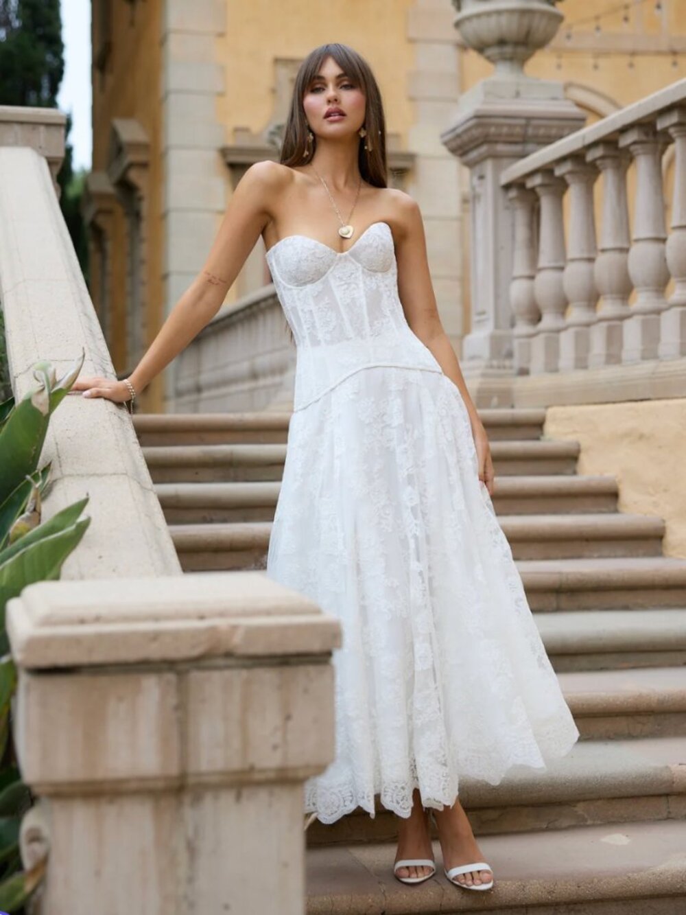 V. Chapman Carolena Lace Corset Two-Piece Set
